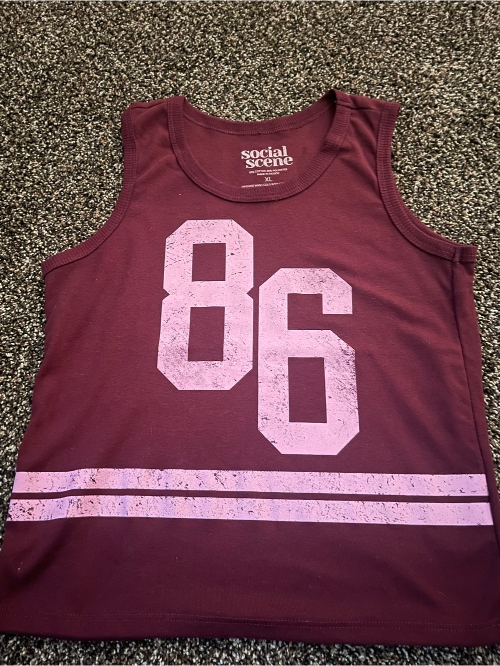 Social Scene Maroon Graphic Tank with Pink 86